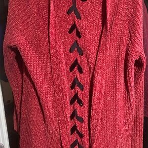 Torrid Red Cardigan with lace up back.